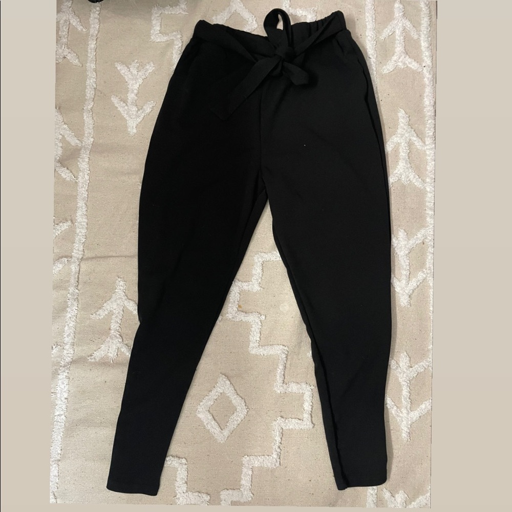 Black front tie dress pant